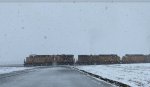 UP 7635 Leads A Manifest in the snow at Taylor, Texas - January 10, 2021